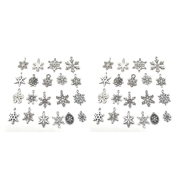 Minnieouse 1 Juego de decoración de aleación, elementos de copo de nieve, colgante de collar, temática de Navidad, adorno para mujeres, niñas, Plata 40, gemischt 2piezas Minnieouse CBP351445