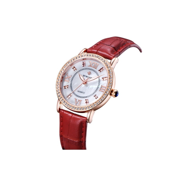 Ladies Leather Strap Watch With Luminous Dial 30M Water 