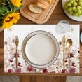 thumbnail image 4 of Red Spring Floral Placemats Set of 8, Elegant Pastoral Flowers Watercolor Placemats for Dining Table, Place Mats for Kitchen Tabletop, Waterproof Wipeable Dining Table Mats Set, 4 of 9