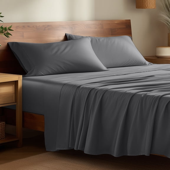 Bare Home Bamboo Sheet Set - Made from Rayon Fibers - Deep Pockets - 4 Piece - Queen, Gray