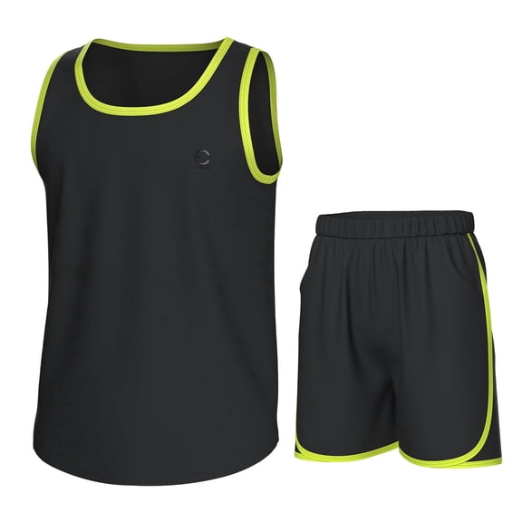 Essenclo Boys Clothing Sets, Boys Athletic Shorts & Sleeveless Shirts, Crew Neck Kids Tank Top Clothes Size 3-16 (2 Pcs Set) - E1001