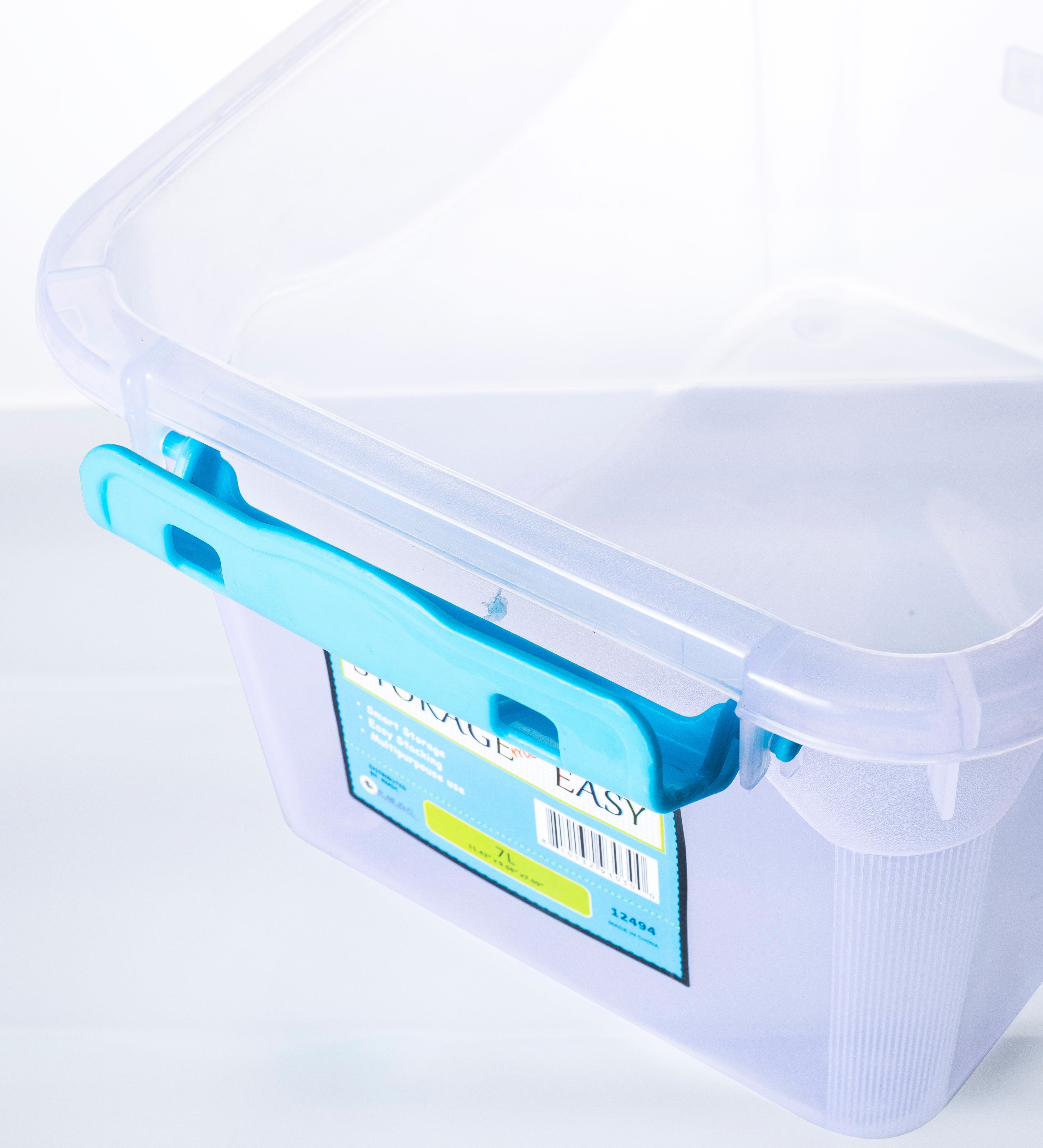 Plastic Storage Box 7L with Blue Lid, 11.5"x9"x7", Storage Made Easy, Use by Adults and Teens
