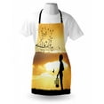 thumbnail image 3 of Nature Apron Little Child Silhouette with a Bird Cage at Sunset in Forest Rural Trees Birds, Unisex Kitchen Bib Apron with Adjustable Neck for Cooking Baking Gardening, Marigold Black, by Ambesonne, 3 of 3