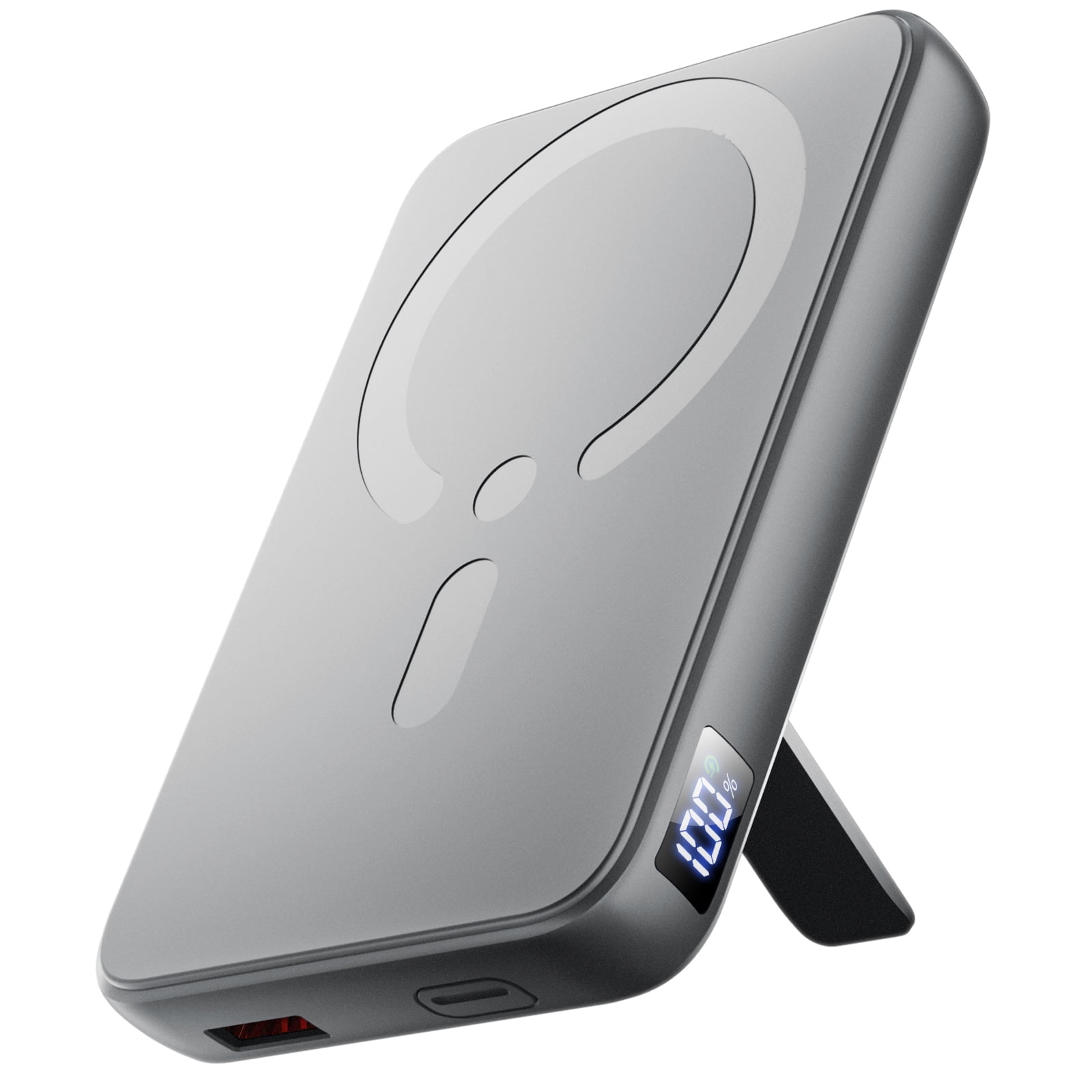 Magnetic Wireless Portable Charger, 12000mAh Power Bank, Fast Charging Battery Pack Compatible for iPhone 17/16/15/14/13, Lightgray