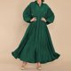 thumbnail image 4 of Vestido maxi suelto para mujer Botones casuales Vestido fruncido Dobladillo grande Vestido de primavera y otoño Hugtrwg  Para estrenar, 4 of 7