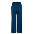 thumbnail image 6 of GEWSEY Linen Pants for Women 2025 Summer High Waist Elastic Straight Leg Lounge Pant Casual Loose Lightweight Beach Trousers Dark Blue, M, 6 of 7