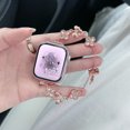 thumbnail image 6 of Compatible for Apple Watch Band 49mm 45mm 44mm 42mm, Women Girl Diamond Four-Leaf Clover Bracelet, Chain Style Shiny Rhinestone Wristband for iWatch Ultra Series 9 8 7 6 5 4 SE 3 2 1, Pink, 6 of 9
