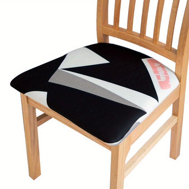 1pc Printed Dining Chair Seat Covers Stretchy Removable Washable Upholstered Chair Seat Slipcover Protector