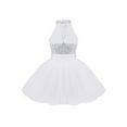 thumbnail image 2 of CHICTRY Girls Sequins Ballet Leotard Dress Halter Gymnastics Skirted Leotard White 5-6, 2 of 7