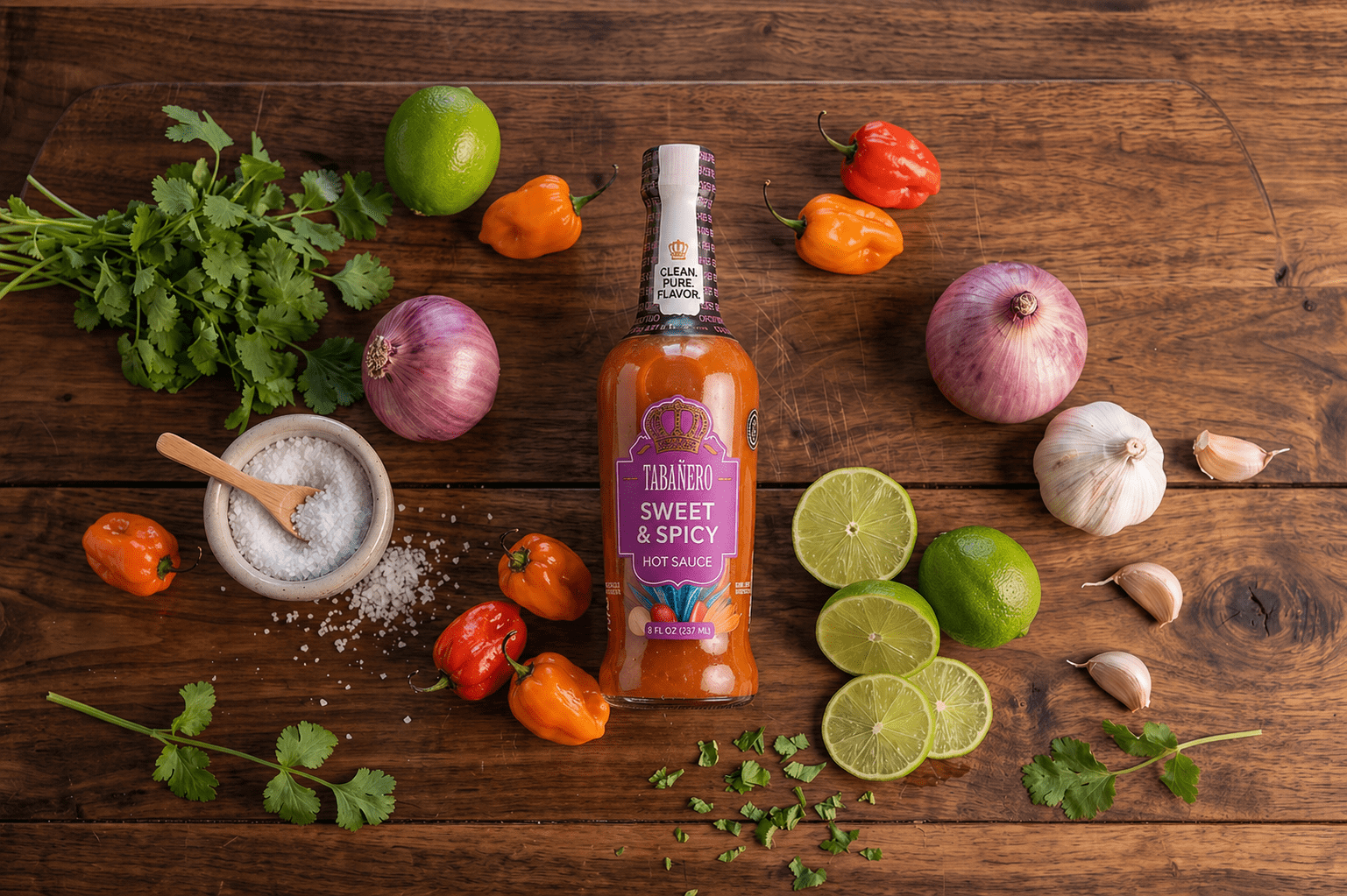 (2 pack) Tabanero Sweet and Spicy Agave Hot Sauce, Habanero, All Natural, 8 oz