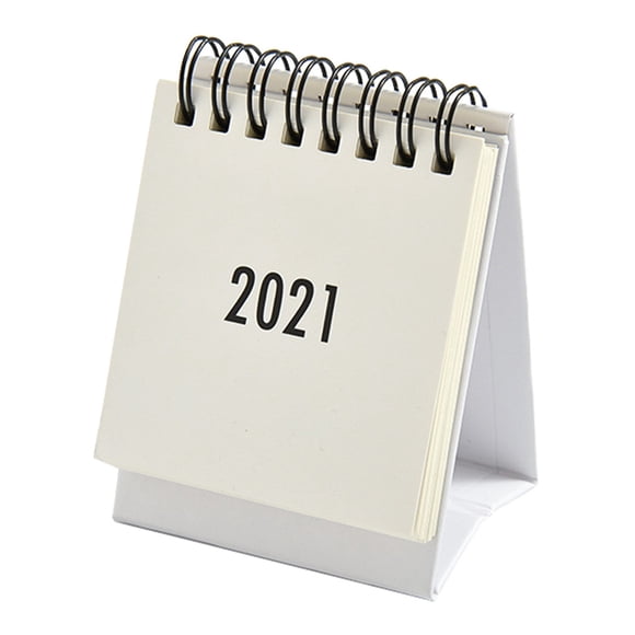 Injueey Calendario de escritorio 2021, en inglés, calendario mensual anual, organizador de Agenda Cuadernos de escritura y cuadernos de bocetos Blanco