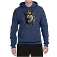 thumbnail image 2 of Wild Bobby, King Lion with Gold Crown Art, Animal Lover, Unisex Graphic Hoodie Sweatshirt, Vintage Heather Navy, Large, 2 of 4