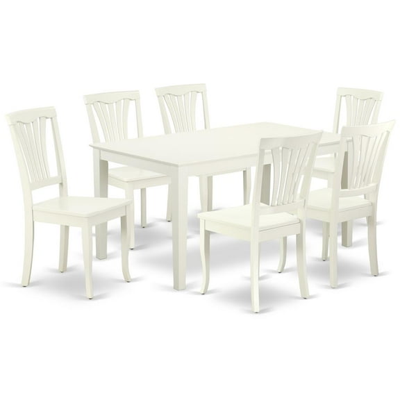 East West Furniture Dining Room Set Linen White, CAAV7-LWH-W