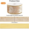 thumbnail image 2 of 1 Roll 10 Yards Champagne Velvet Ribbon with Gold Edged Rolls Polyester Shiny Backing Fabric Trim Single Face Spool Silky Vintage Satin Ribbons for Gift Wrapping Christmas Decoration Wreath Craft, 2 of 9