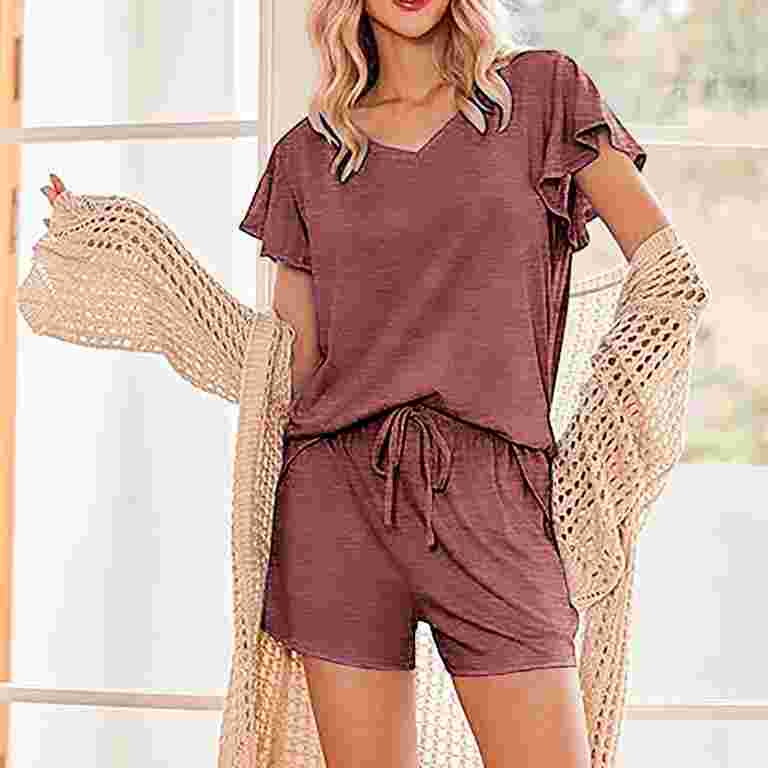 ladies dress shorts sets Two Piece Set For Women Short Sleeve Sets 2 Piece Tracksuit Casual Loose Fit Outfits With Pockets