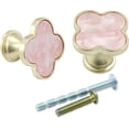 thumbnail image 5 of 6 Pcs Four-Leaf Drawer Pulls Knobs, Gold Dresser Cabinet Knobs Pulls for Kitchen Cabinet Cupboard Door Furniture Decorative, Pink, 5 of 9