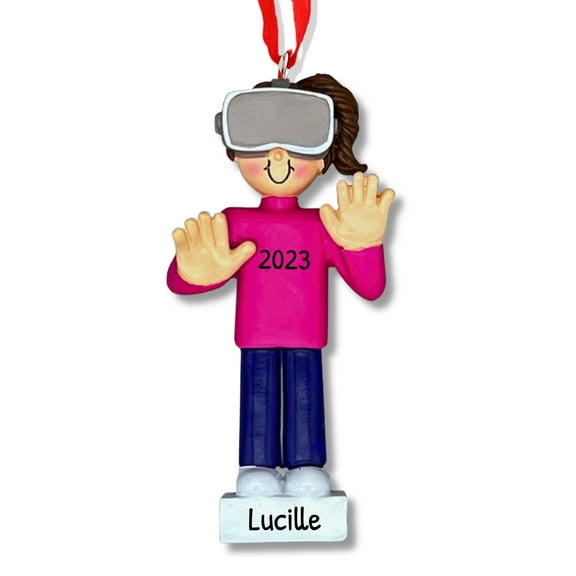 Ornaments by Elves Personalized Girl with VR Headset Christmas Ornament 2024 in a Giftable Packaging