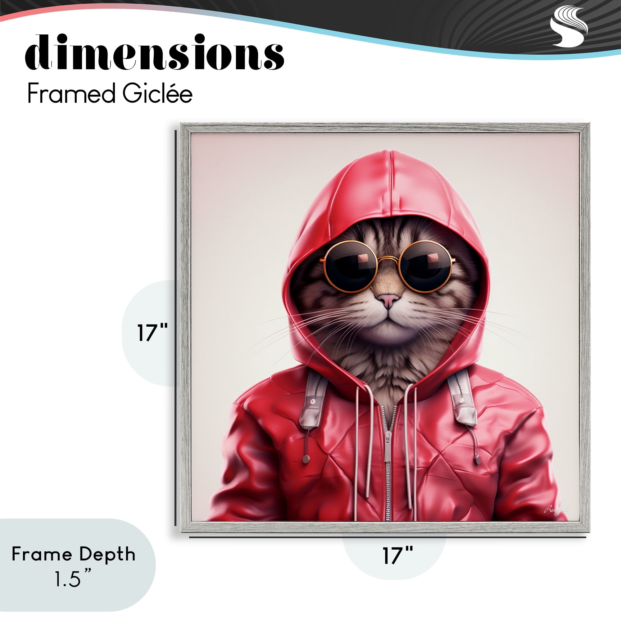 Stupell Industries Hipster Cat in Stylish Jacket Gray Framed Giclee Art, design by Roozbeh