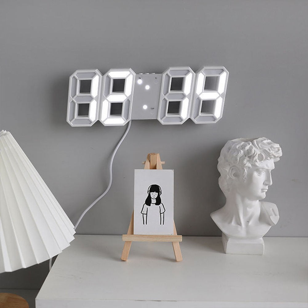 Leke Office Creative 3D Alarm Clock Multifunctional LED Digital Wall
