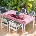 thumbnail image 2 of Valentine's Day Table Cloths for 6 Foot Rectangle Tables, Romantic Love Roses Truck Ombre Pink Patio Waterproof Elastic Fitted Tablecloths, Washable Rectangular Table Cover for Camping, 2 of 8