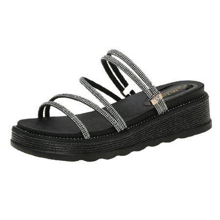 

LIANGP Women s Sandals Casual Shoes Fashion Spring And Summer New Pattern Simple And Comfortable Non Slip Thick Bottom Flat Casual Shoes Women s Shoes Black Size 8