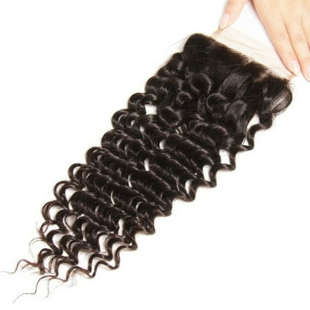 Remi Deep Wave - Unice Hair Peruvian Deep Wave Lace Closure 1 PCS Free Part Peruvian Remy Hair Bundles 100% Human Hair Free Shipping, 18