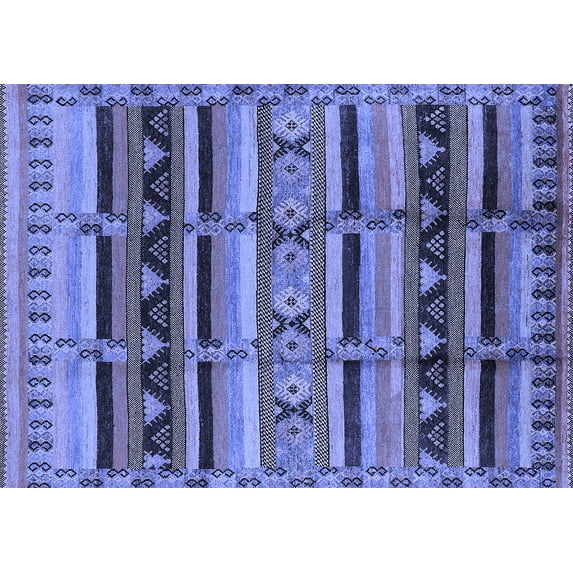Ahgly Company Machine Washable Indoor Rectangle Oriental Blue Industrial Area Rugs, 4' x 6'