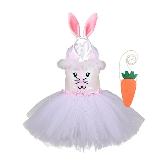 Vestido tutú de de Pascua para niña, traje con orejas de conejo, aro de pelo, mameluco, vestido tutú 120cm