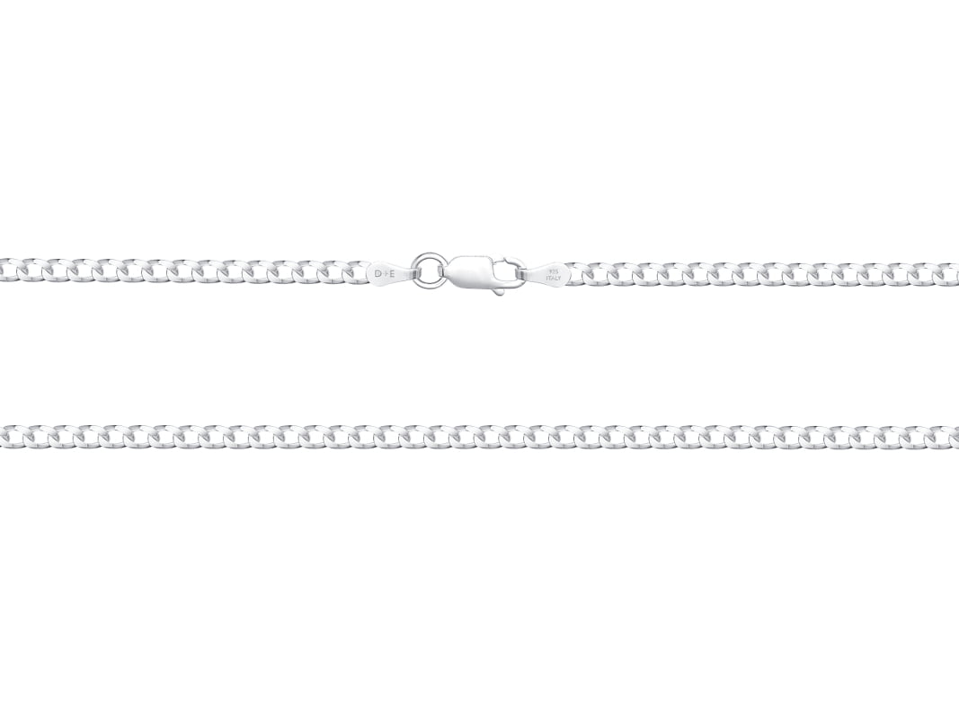 Solid 925 Sterling Silver Italian 3mm Flat 24” Curb Chain Necklace for Men Women CURB080-24