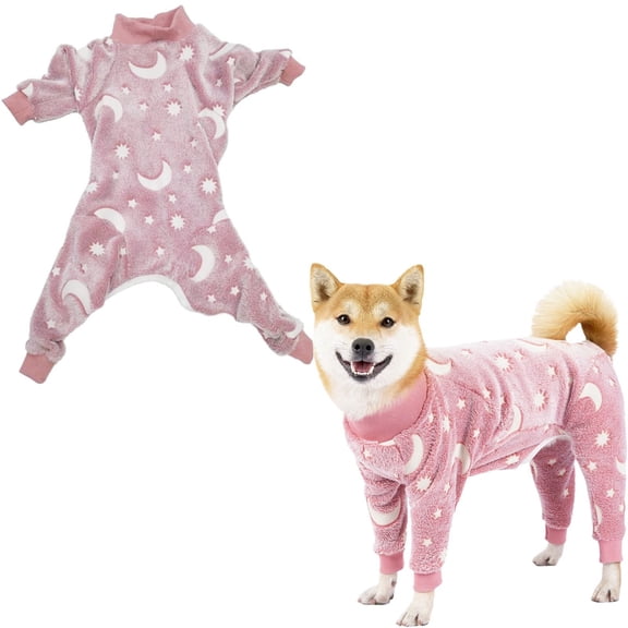 Dog High Collar Fleece Pajamas - Cozy Plush Four Legs Onesie, Autumn Winter Warm Dog Coat For Medium & Large Dogs