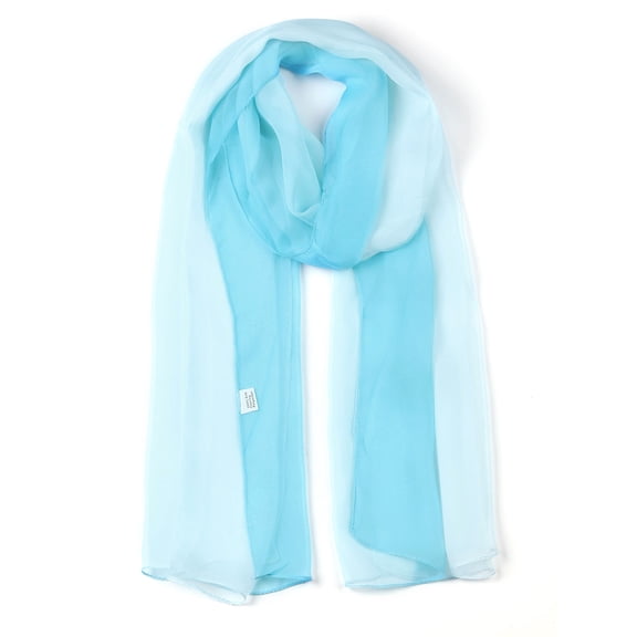 INSPIRE CHIC Women's Scarf Chiffon Silky Gradient Color Lightweight Long Wrap Shawl Light Blue