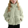 thumbnail image 2 of Ruyang Teens Girls Fleece Jacket Trendy Preppy Sherpa Fleece Jackets Pockets Mock Neck Zip Up Fall Winter Warm Fuzzy Coat, 2 of 4