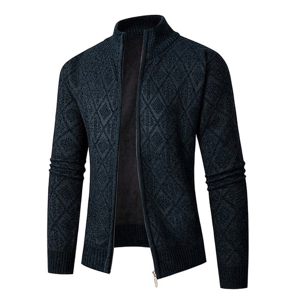Men's Autumn Winter Fashion Sweater Coat Velvet Padded Knitted Cardigan Casual Warm Tops Outerwear Comfortable Stylish