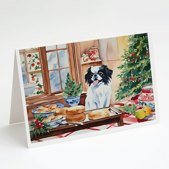 Japanese Chin Christmas Cookies Greeting Cards Pack of 8 7 in x 5 in