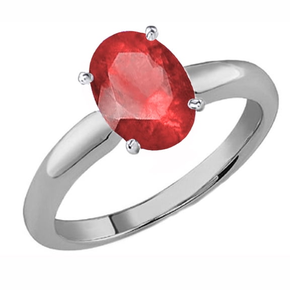 Dazzlingrock Collection Sterling Silver 9x7 MM Oval Cut Ruby Ladies Solitaire Bridal Engagement Ring, Size 6
