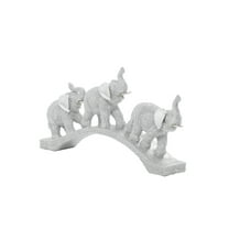 2" x 7" Silver Polystone Elephant Sculpture, by DecMode
