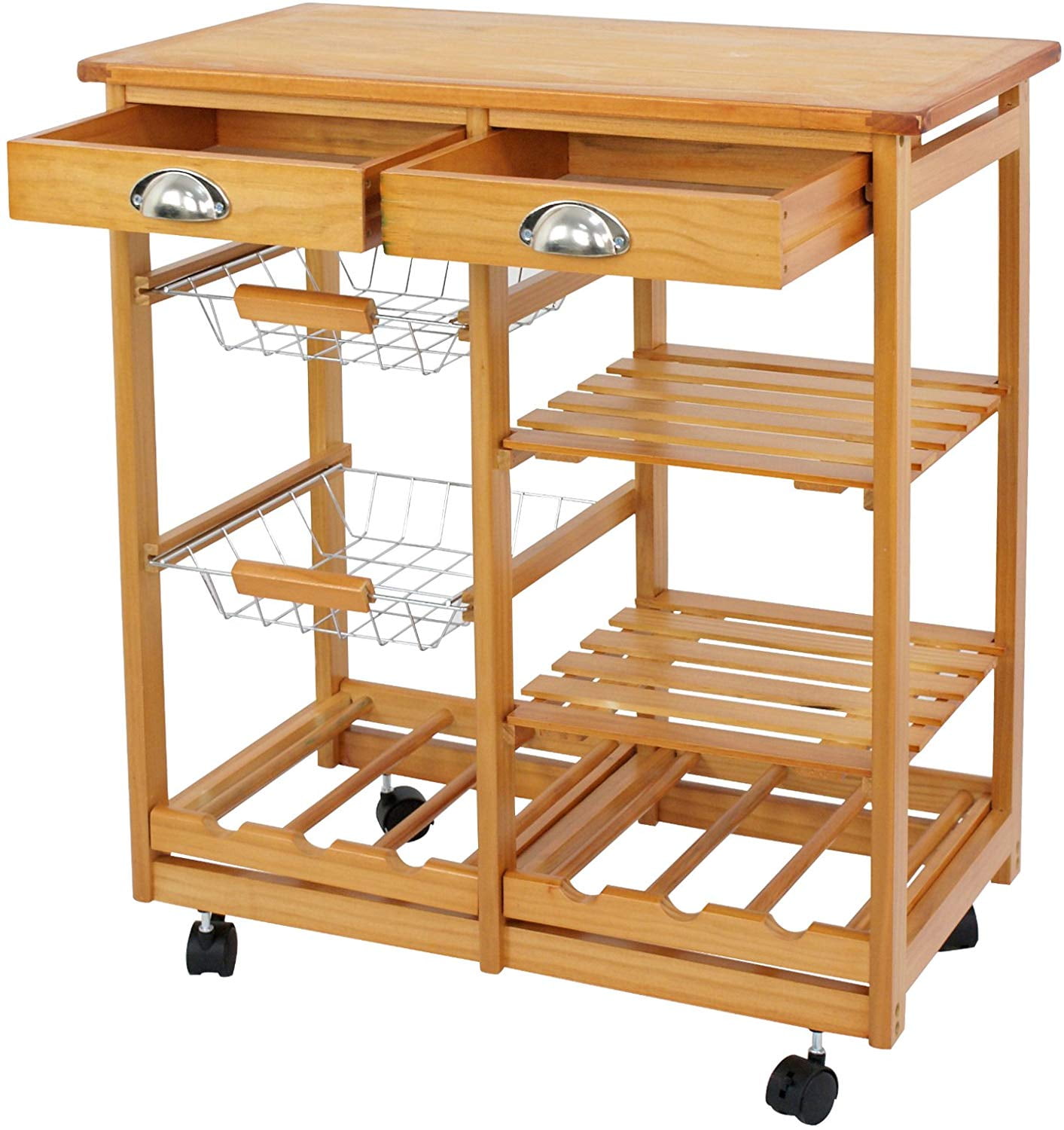Kitchen Cart Island - Home Rolling Wooden Dining Storage ...