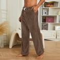 thumbnail image 5 of Nestiefly Mens Plush Warm Pajama Pants, Fluffy Soft Fleece Sleep Pant with Pockets Lounge Pj Bottoms for Men Brown M, 5 of 5
