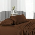 thumbnail image 5 of Sheet Set 4 PC-100% Egyptian Cotton, 300 TC, Breathable & Cooling Sheets-Flat Sheet, Fully Elasticized Fitted Sheet with 18" Deep Pocket & 2 Pillowcases-Chocolate Stripe, Twin Size, 5 of 6