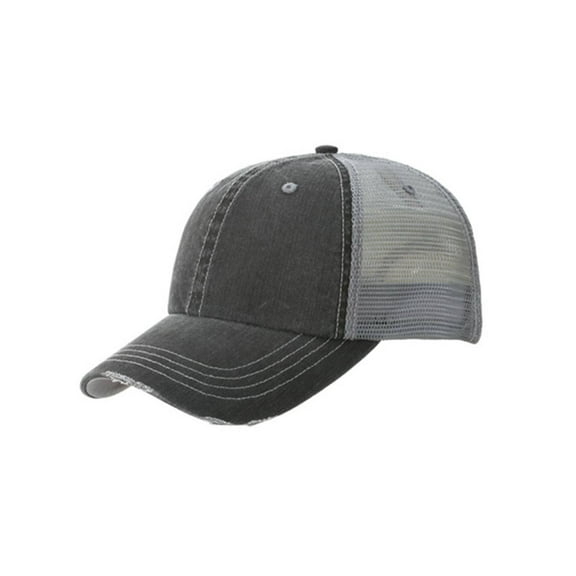 Distressed Vintage Herrington Cotton Twill Mesh Cap- Black