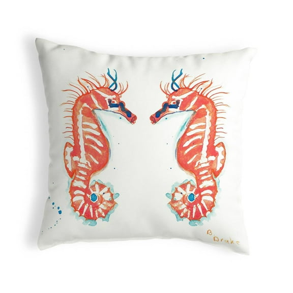 Coral Sea Horses No Cord Pillow 16x20