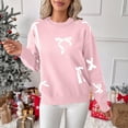 thumbnail image 4 of VISALY Women's Valentine sweater Bow Sweaters Basic Sweaters Tunic Sweater Basic Sweaters Fitted Pullover Sweater Tunic Sweaters Business Casual Sweaters Lightweight Sweaters Pink M, 4 of 5