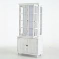 thumbnail image 6 of 77.5'' Tall Vintage Display Cabinet with Double Glass Doors - Traditional Style Hutch for Hallways, Living Rooms & Kitchens - White Washed Finish, 6 of 9