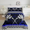 thumbnail image 1 of Erosebridal Checkered Flag Bedding Toddler Comforter Set, Blue Geometry Down Comforter, Extreme Sports Decor, Lightweight 2pcs, 1 of 8