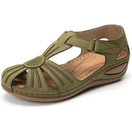 

Womens Orthopedic Sandals Ankle Pastes Wedge Shoes Retro Cutout Arch Support Open Toe Sandal Comfy Platforms Summer