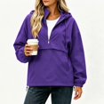 thumbnail image 2 of IUYRTFE Women's Half Zip Waterproof Jacket with Detachable Hood Long Sleeve Outdoor Windbreaker, 2 of 7