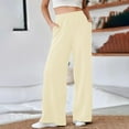thumbnail image 2 of RYRJJ Women's Wide Leg Sweatpants Elastic High Waist Casual Baggy Sweat Pants Workout Athletic Joggers Yoga Pants with Pockets(Beige,M), 2 of 9