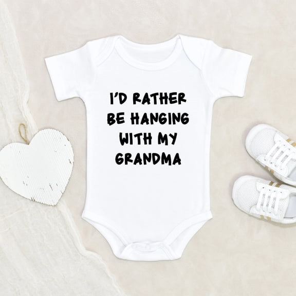 Newbabywishes - I'd Rather Hanging With My Grandma Baby Clothes for Boys and Girls - Baby Clothing