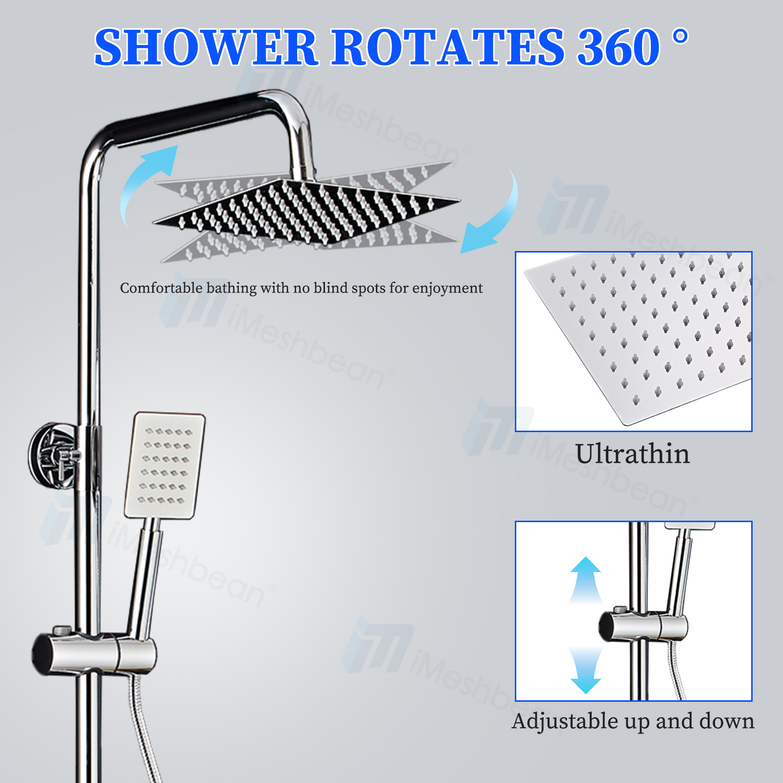 iMeshbean Luxury Shower Faucet Set Rainfall Shower Head Combo Set Wall Mounted Mixer Valve