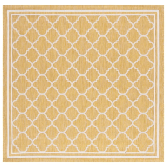 SAFAVIEH Courtyard Claudia Geometric Indoor/Outdoor Area Rug, Gold/Beige, 6'7" x 6'7" Square